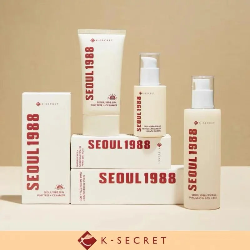 K-secret Seoul skincare set | Seoul 1988 facial kit | Korean skincare bundle | K-secret skincare products | Essence & retinol skincare set | Korean facial care set | Snail cream & retinol kit | Complete K-beauty routine | Seoul 1988 skincare collection | Korean beauty skincare set