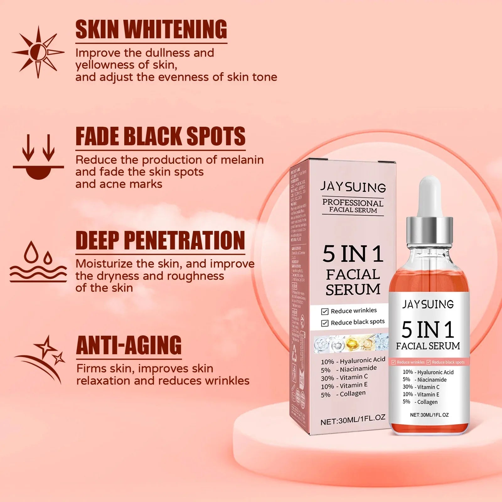 Jaysuing HA + Vitamin C Face Serum for Hydration