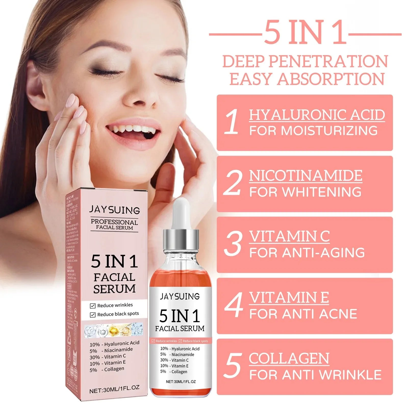 Jaysuing HA + Vitamin C Face Serum for Hydration
